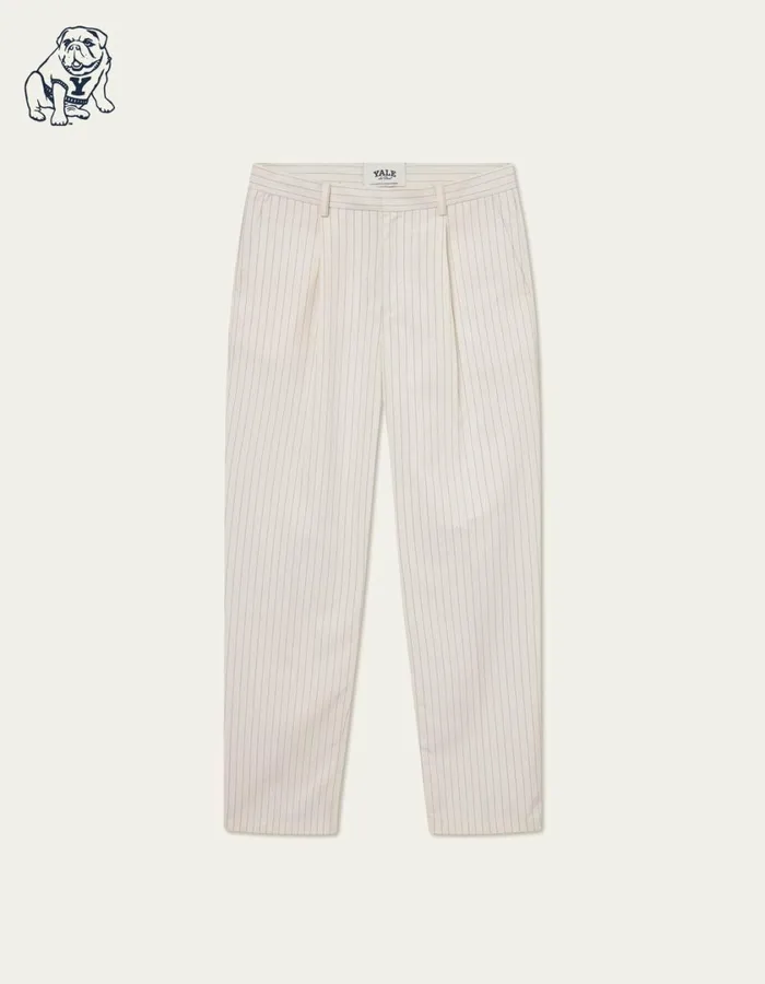 Men Yale Pleated Pinstripe Suit Pants 8211 Ivory Les Deux Pants