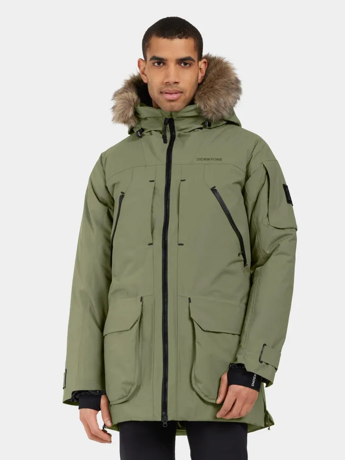 Men Zeus Parka Wild Forest Green Didriksons Autumn Jackets