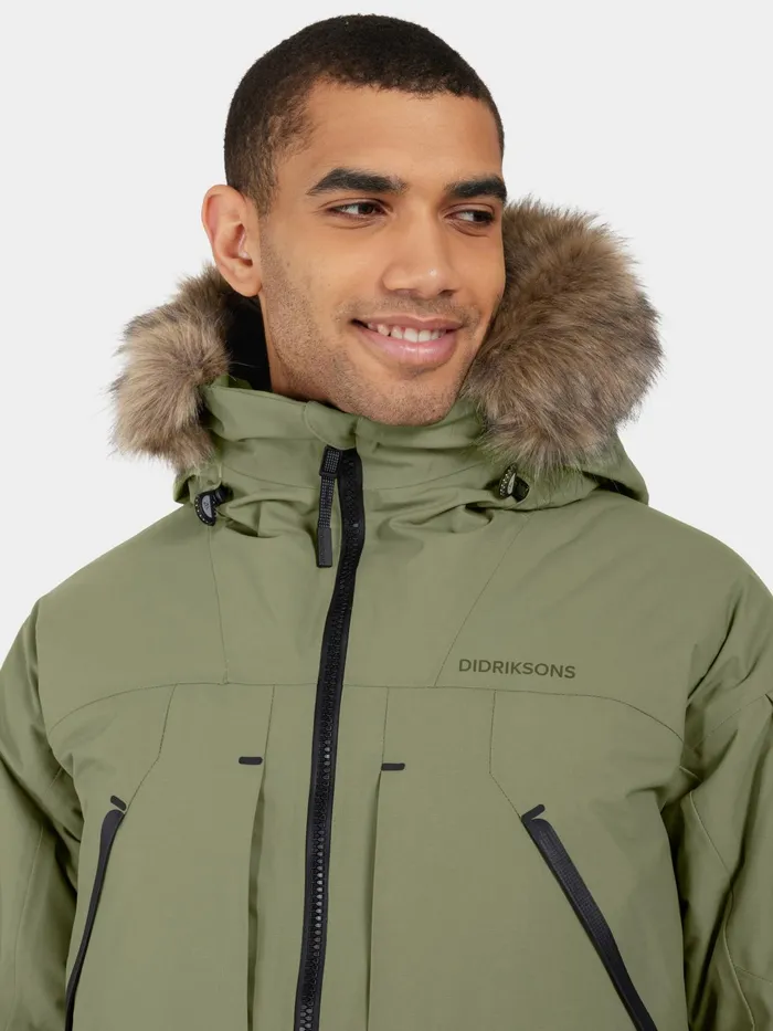 Men Zeus Parka Wild Forest Green Didriksons Autumn Jackets