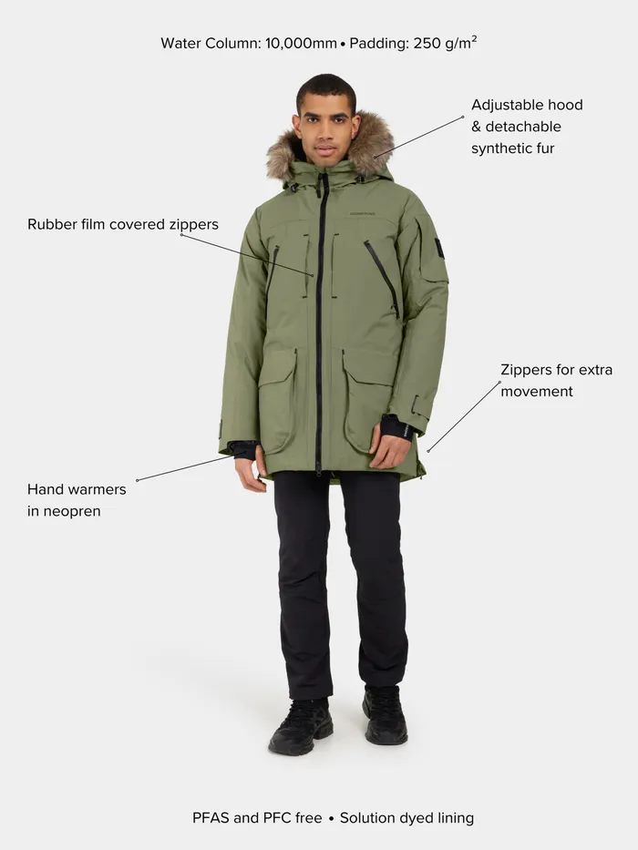 Men Zeus Parka Wild Forest Green Didriksons Autumn Jackets