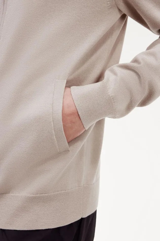 Men Zip Through Cardigan Dark Oatmeal Fred Perry Knitwear
