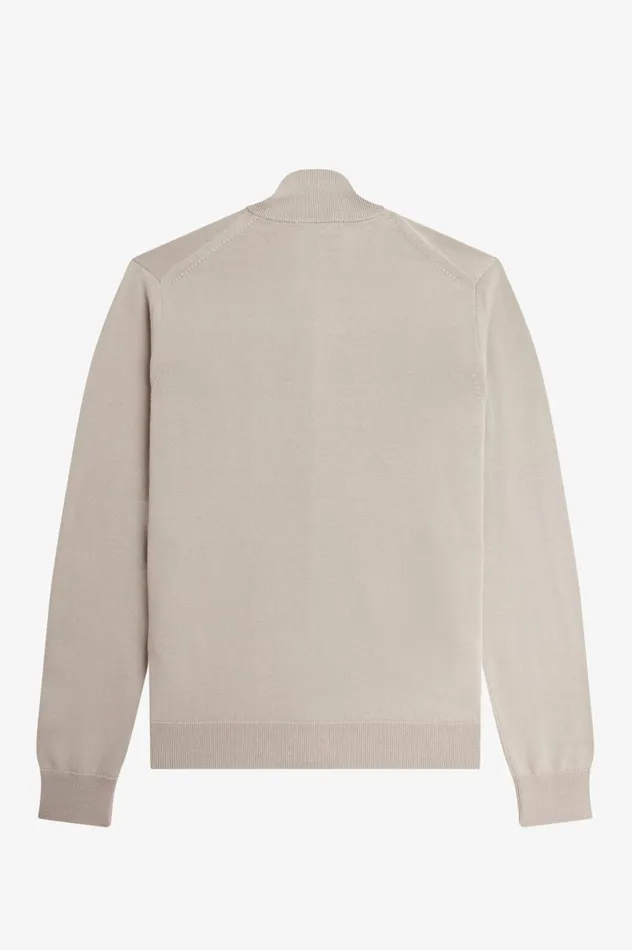 Men Zip Through Cardigan Dark Oatmeal Fred Perry Knitwear