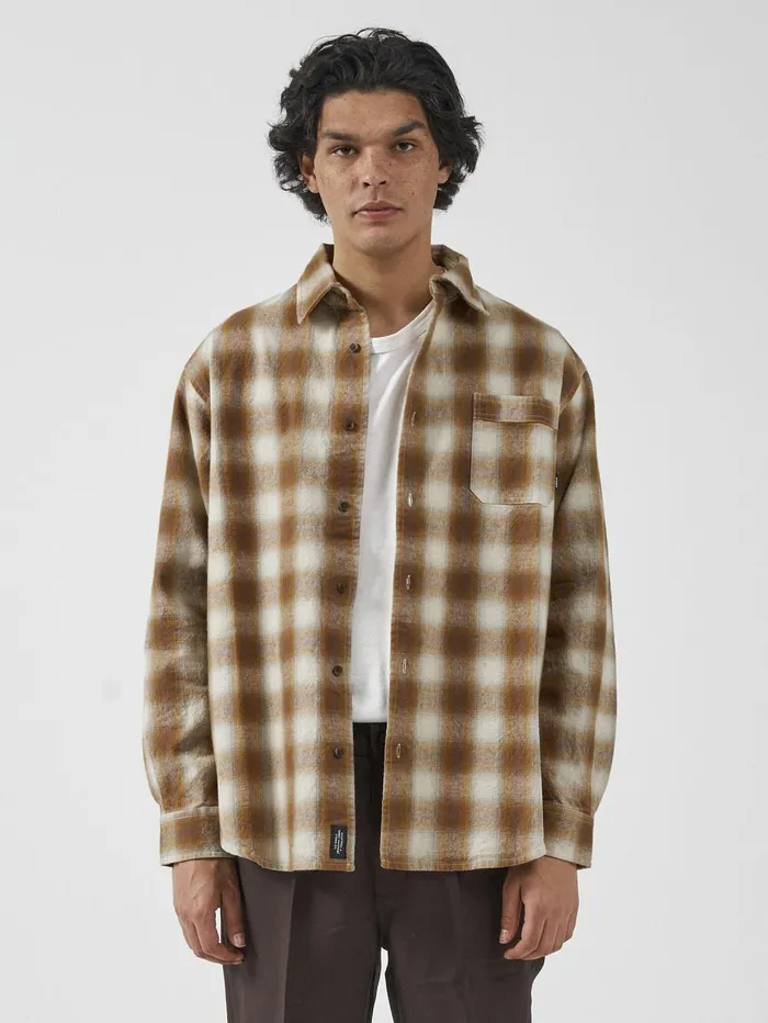 Mens Barrio Long Sleeve Flannel Shirt Stone Thrills Shirts