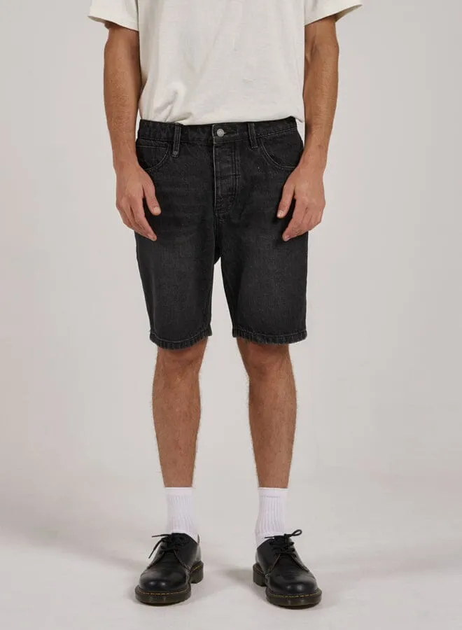 Mens Chopped Hem Denim Short Smoke Black Thrills Denim Shorts