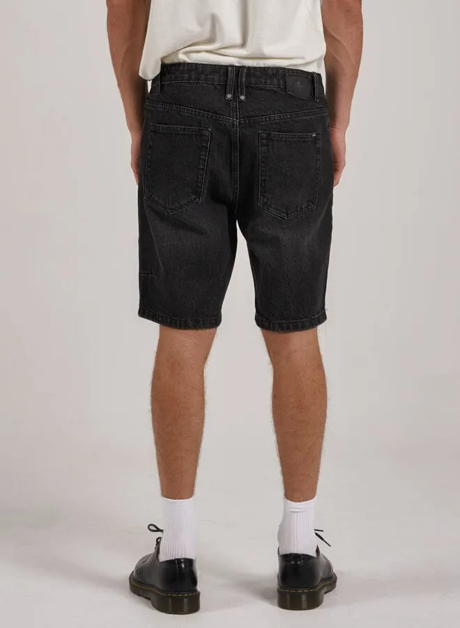 Mens Chopped Hem Denim Short Smoke Black Thrills Denim Shorts