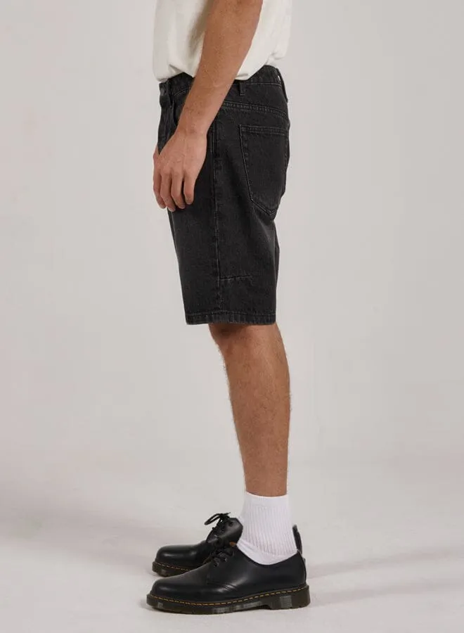 Mens Chopped Hem Denim Short Smoke Black Thrills Denim Shorts