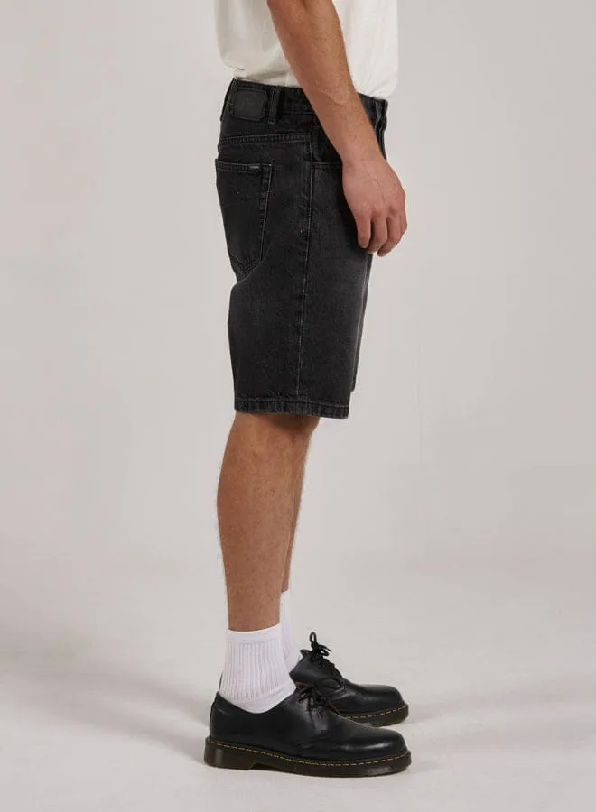Mens Chopped Hem Denim Short Smoke Black Thrills Denim Shorts