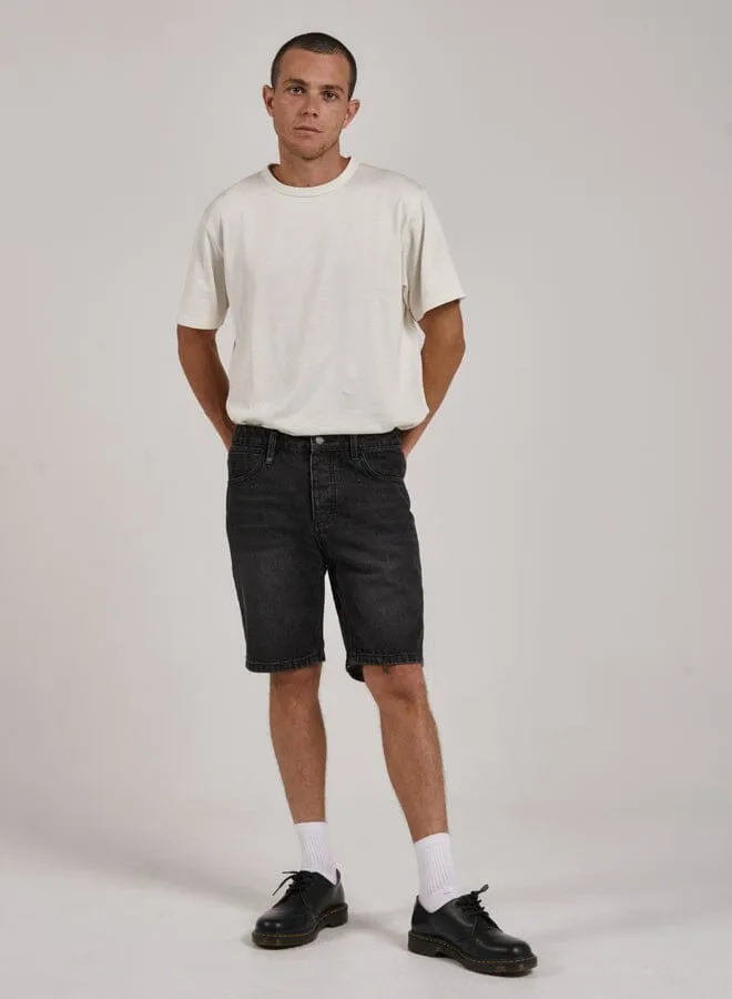 Mens Chopped Hem Denim Short Smoke Black Thrills Denim Shorts
