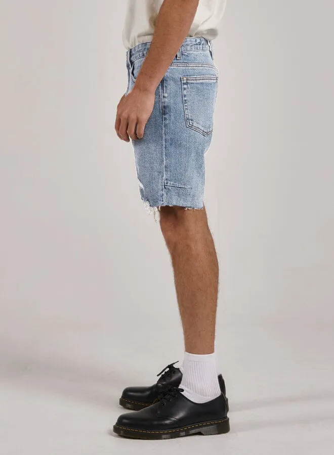 Mens Destroyed Bones Denim Short Ash Blue Thrills Denim Shorts