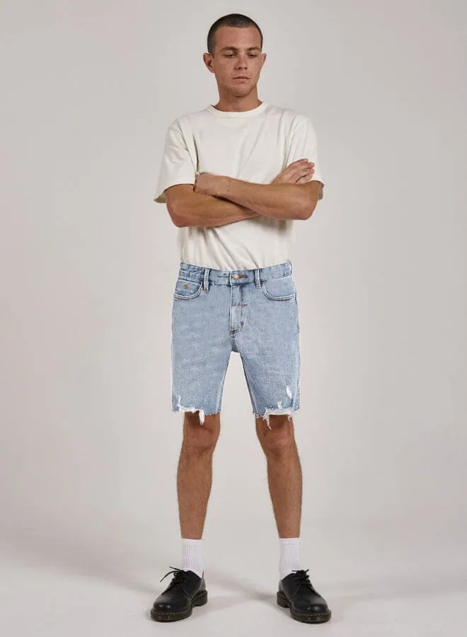 Mens Destroyed Bones Denim Short Ash Blue Thrills Denim Shorts