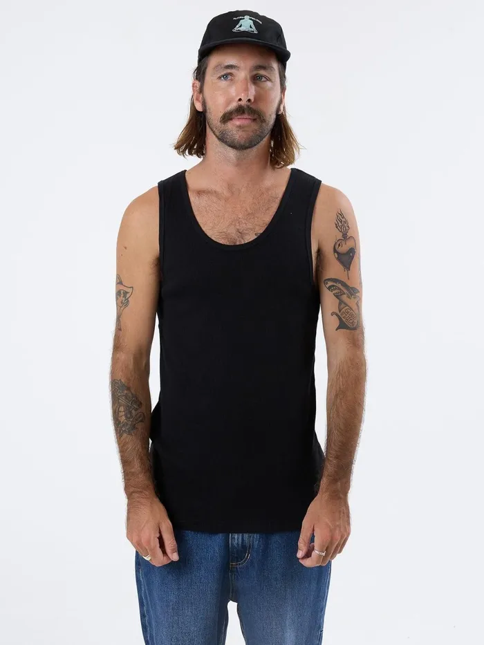 Mens Endless Rib Tank Black Thrills Tees and Tank Tops