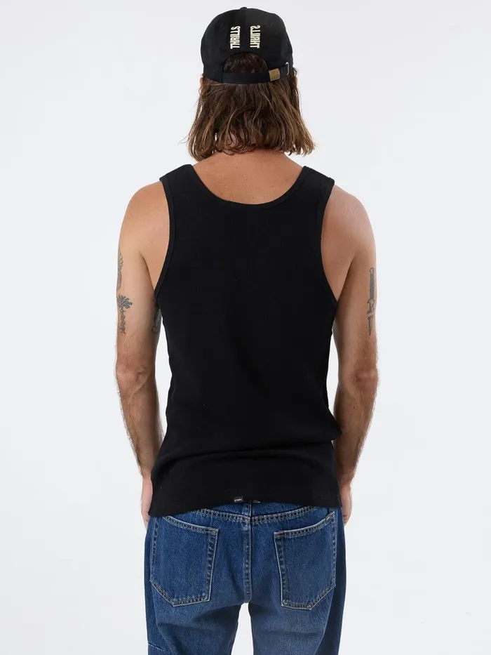Mens Endless Rib Tank Black Thrills Tees and Tank Tops