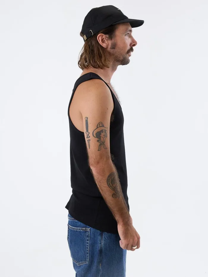 Mens Endless Rib Tank Black Thrills Tees and Tank Tops
