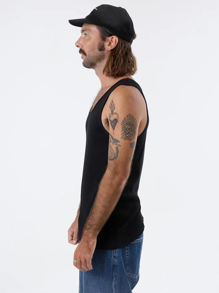 Mens Endless Rib Tank Black Thrills Tees and Tank Tops
