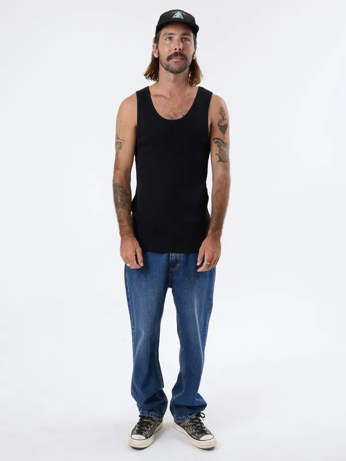 Mens Endless Rib Tank Black Thrills Tees and Tank Tops