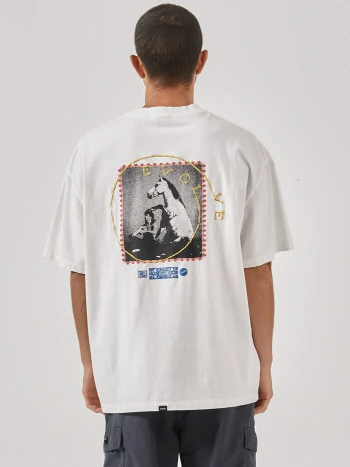 Mens Energy Special Box Fit Oversize Tee Dirty White Thrills Tees and Tank Tops