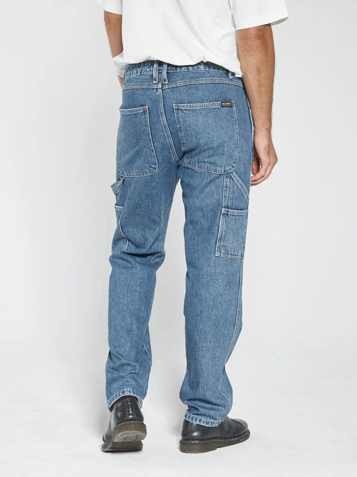 Mens Hard Yakka X Carpenter Jean Vintage Rinse Blue Thrills Denim