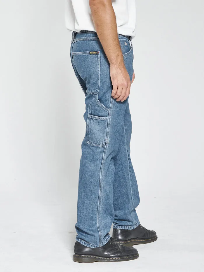 Mens Hard Yakka X Carpenter Jean Vintage Rinse Blue Thrills Denim