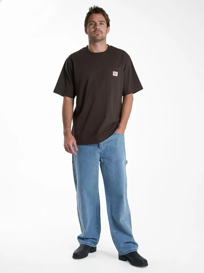 Mens Hard Yakka X Oversize Pocket Tee Postal Brown Thrills Tees and Tank Tops