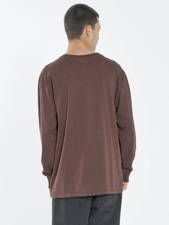 Mens Hemp Liste Long Sleeve Henley Washed Cocoa Thrills Tees and Tank Tops