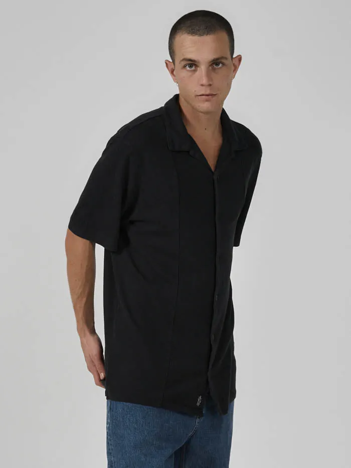 Mens Hemp Some Kind Of Paradise Bowling Shirt Black Thrills Shirts