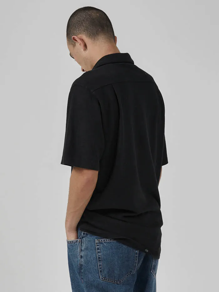 Mens Hemp Some Kind Of Paradise Bowling Shirt Black Thrills Shirts