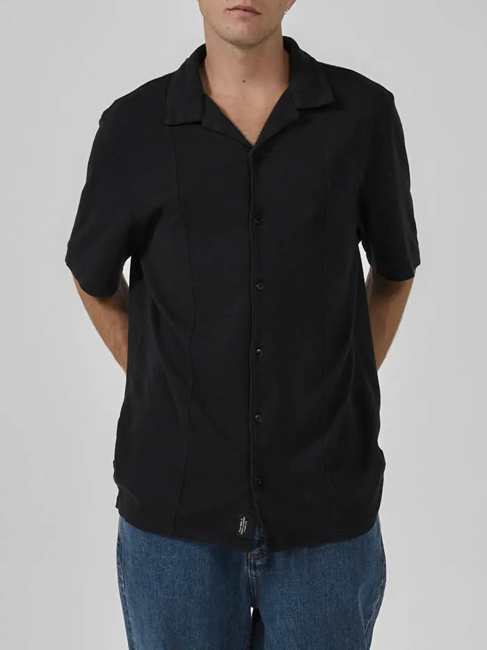 Mens Hemp Some Kind Of Paradise Bowling Shirt Black Thrills Shirts