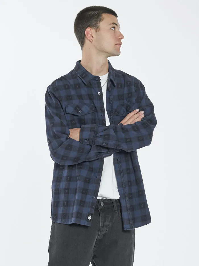Mens Liste Long Sleeve Flannel Shirt Navy Thrills Shirts