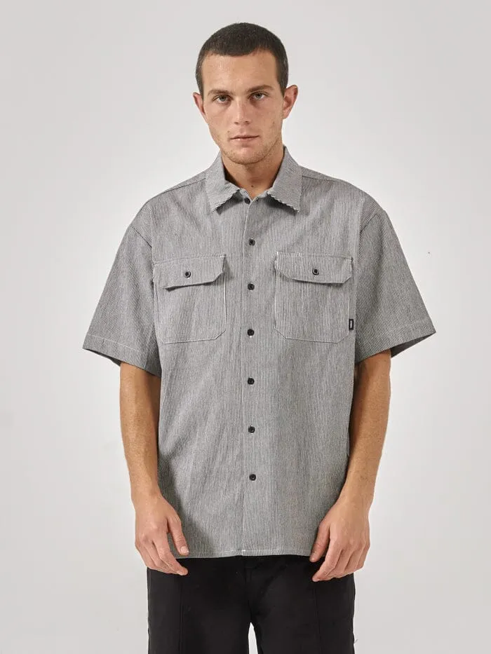 Mens Proper Occasion Short Sleeve Work Shirt Black Thrills Shirts