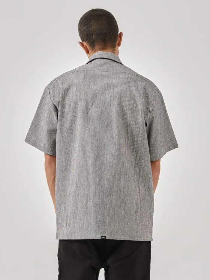 Mens Proper Occasion Short Sleeve Work Shirt Black Thrills Shirts