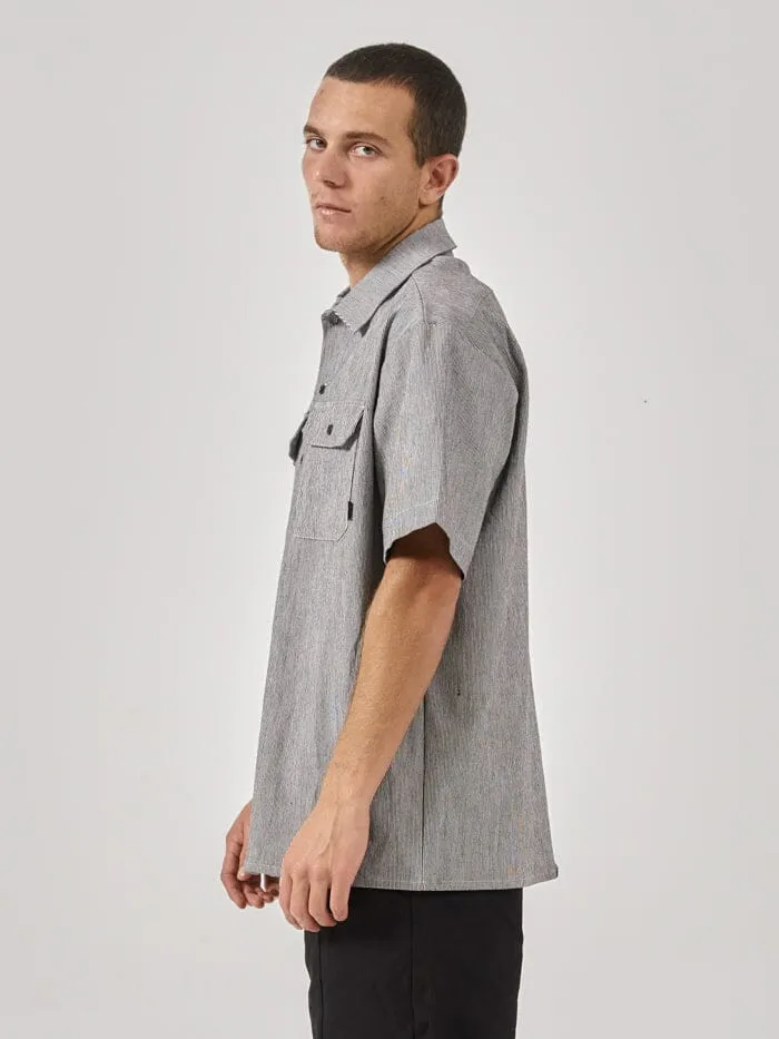 Mens Proper Occasion Short Sleeve Work Shirt Black Thrills Shirts