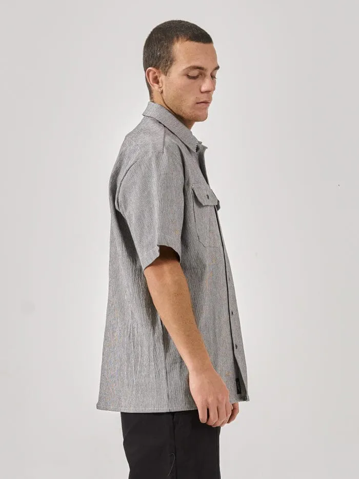 Mens Proper Occasion Short Sleeve Work Shirt Black Thrills Shirts