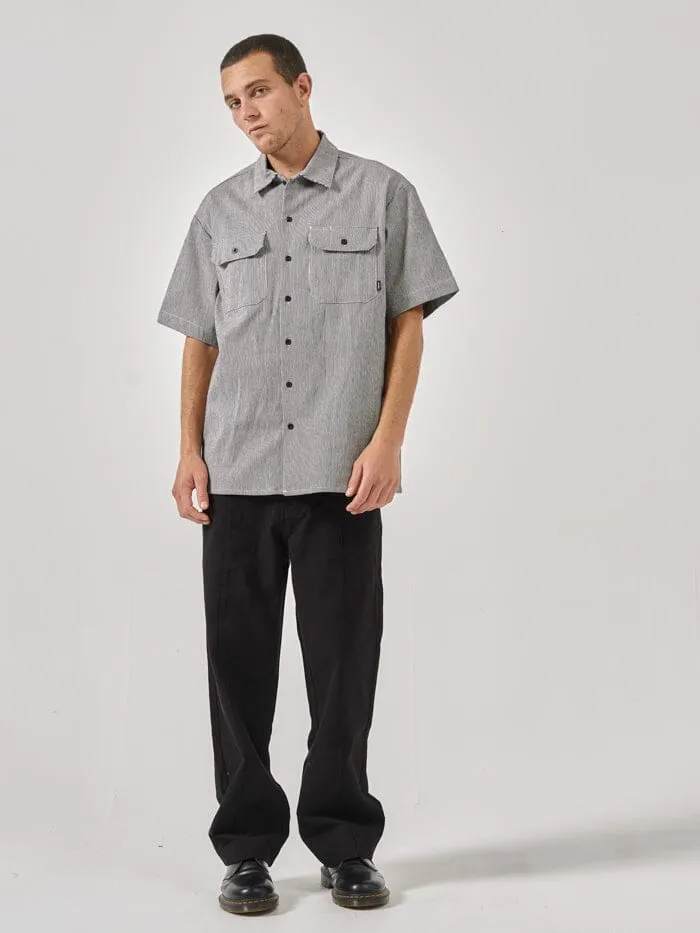 Mens Proper Occasion Short Sleeve Work Shirt Black Thrills Shirts
