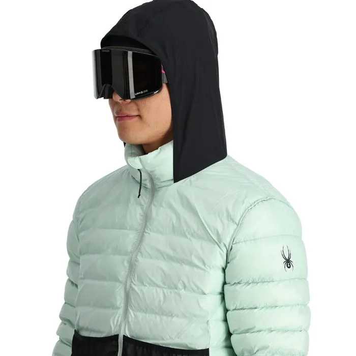 Mens Sanction Hooded Wintergreen Spyder Down