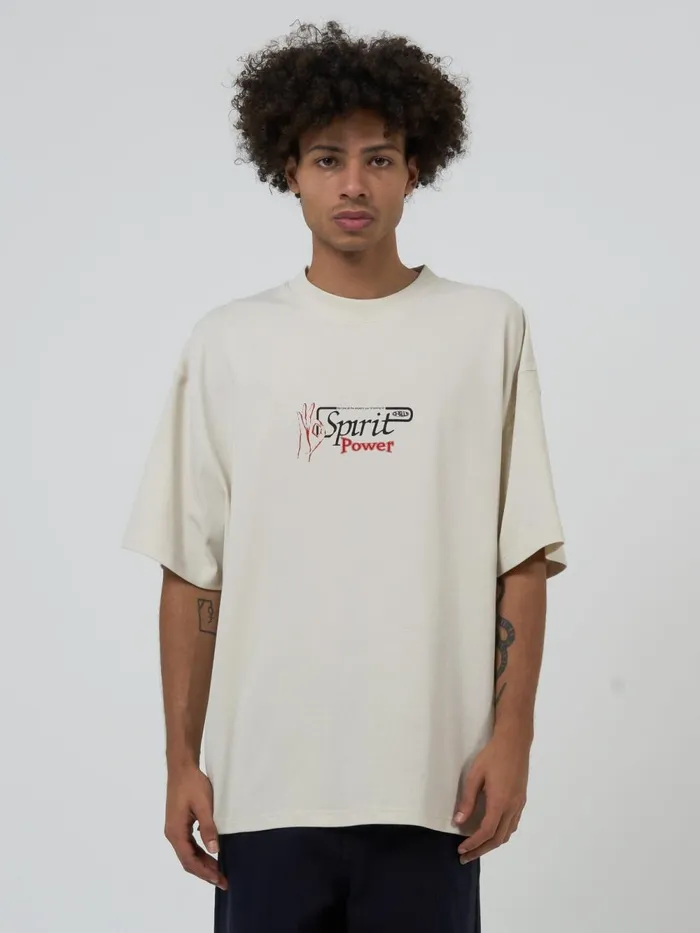 Mens Spirit Portal Box Fit Oversize Tee Heritage White Thrills Tees and Tank Tops