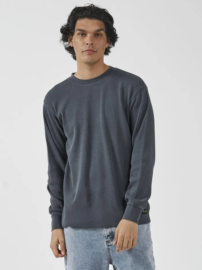 Mens Union Waffle Long Sleeve Petrol Thrills Tees and Tank Tops
