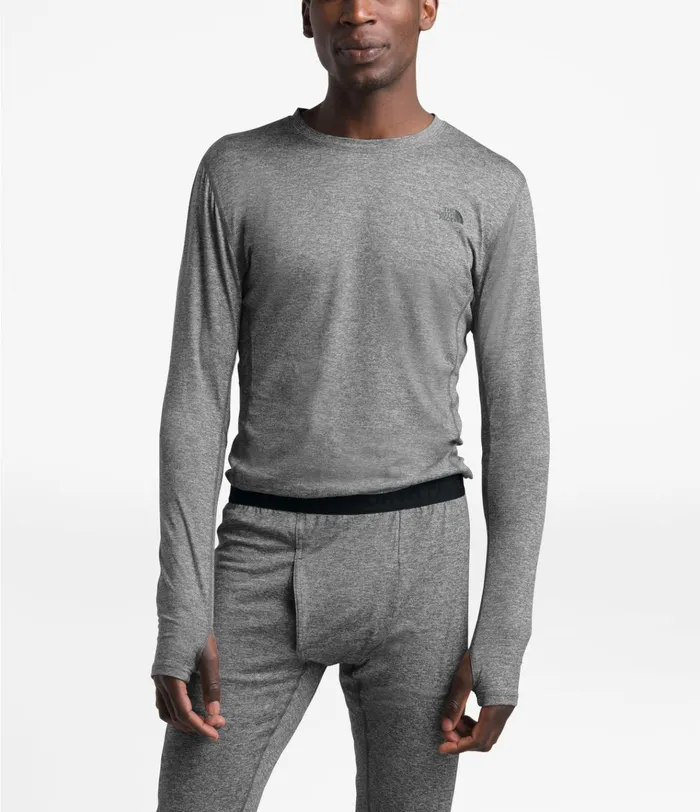 Mens Warm Poly Crew Tnf Medium Grey Heather The North Face Baselayers