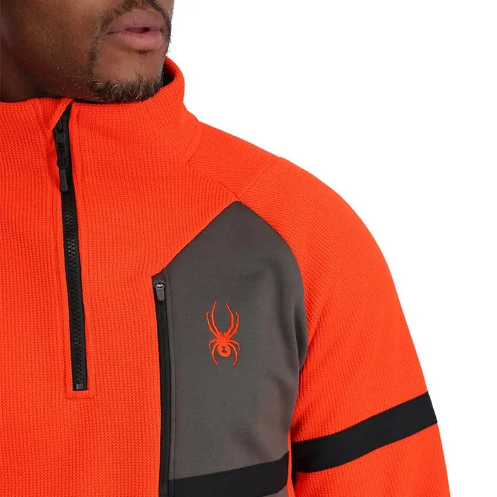 Mens Wengen Bandit Half Zip Twisted Orange Spyder Fleece