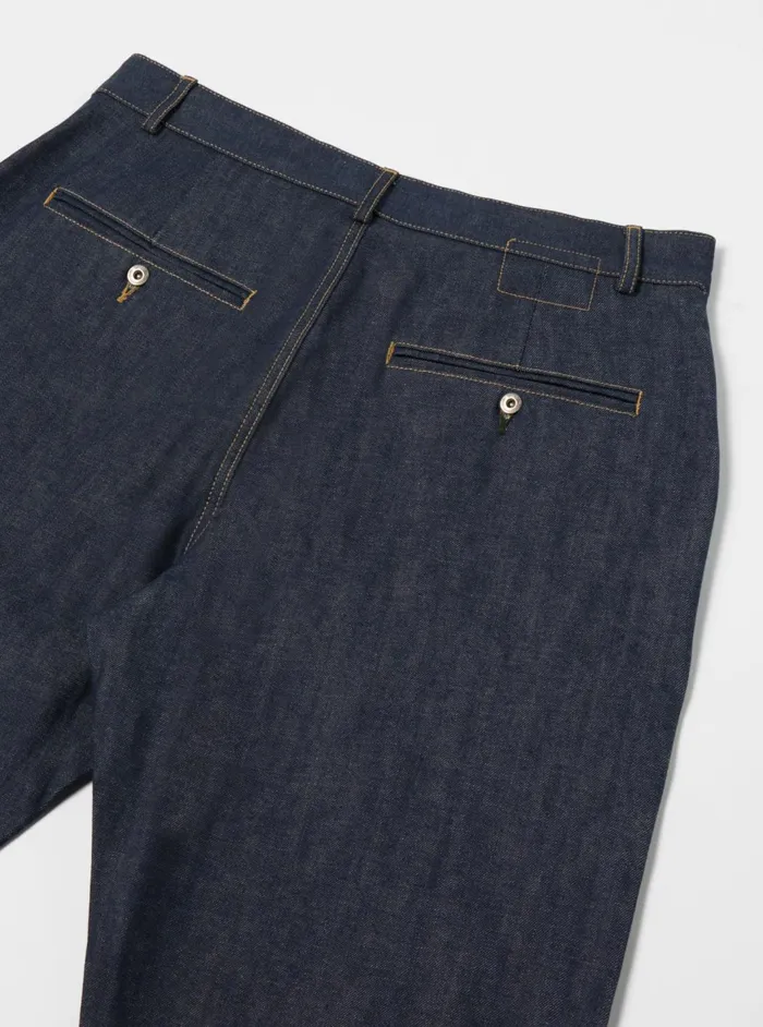 Military Chino In Indigo 13oz Selvedge Denim Men Universal Works Trousers