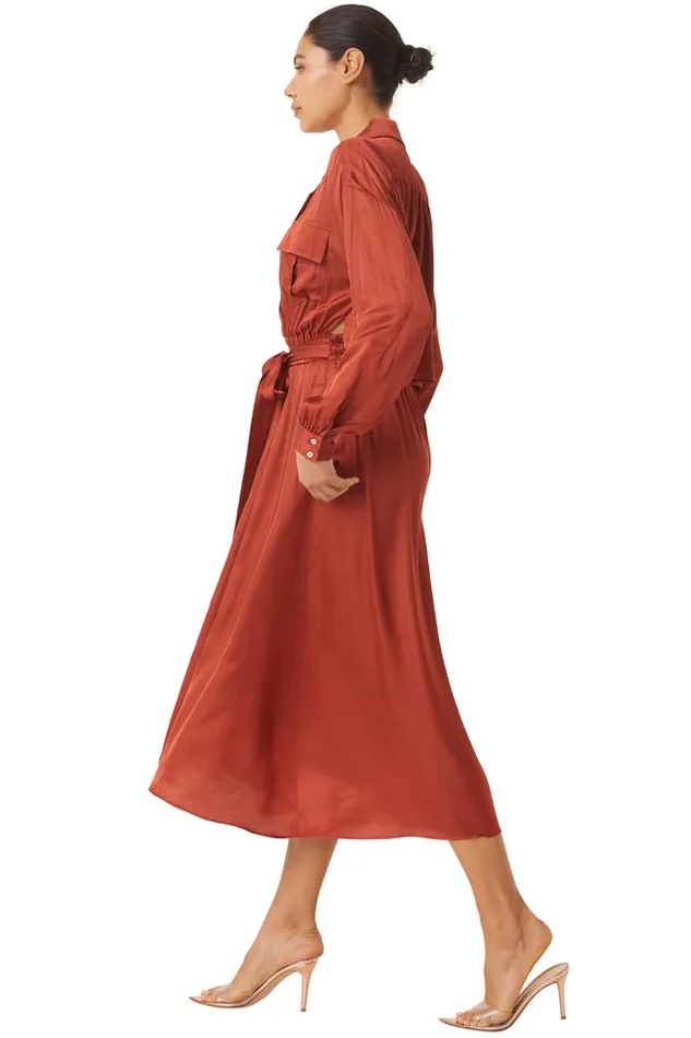 MISA Los Angeles BLAIR DRESS Burnt Orange Satin Women Dresses
