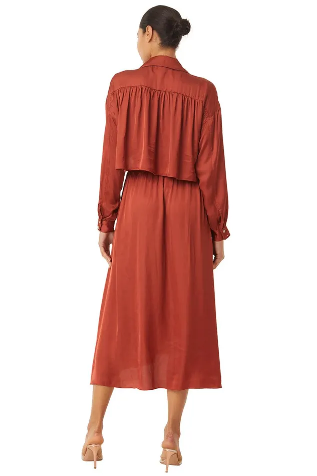 MISA Los Angeles BLAIR DRESS Burnt Orange Satin Women Dresses