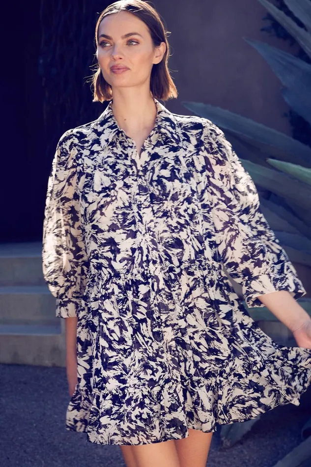 MISA Los Angeles MITA DRESS Tonal Abstract Women Dresses