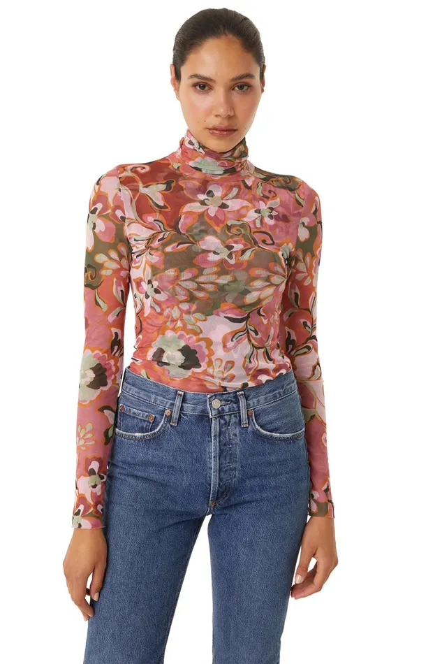 MISA Los Angeles NADJA TOP Resort Batik Mesh Women Tops