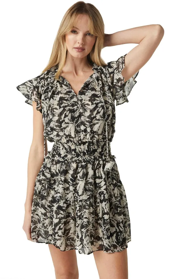 MISA Los Angeles NATALIA DRESS Tonal Abstract Women Dresses