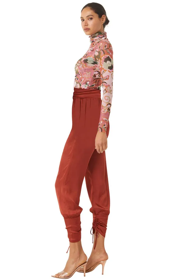 MISA Los Angeles VEP PANT Burnt Orange Satin Women Pants