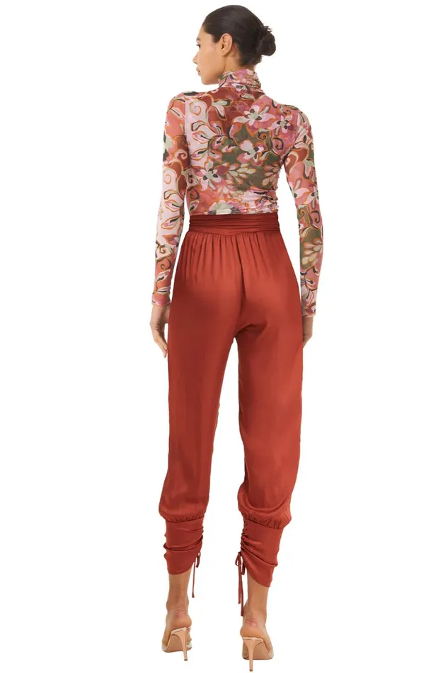 MISA Los Angeles VEP PANT Burnt Orange Satin Women Pants