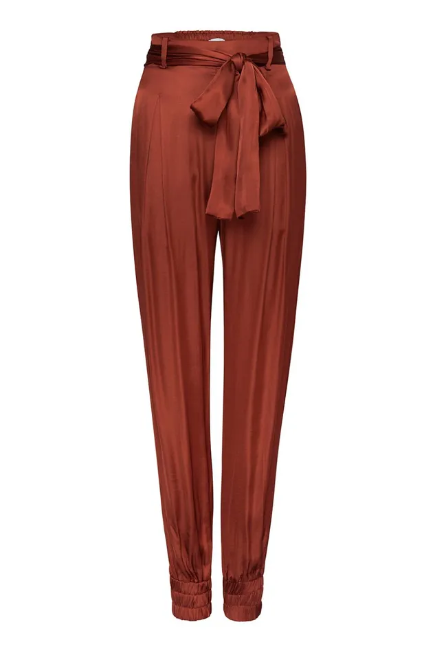 MISA Los Angeles VEP PANT Burnt Orange Satin Women Pants