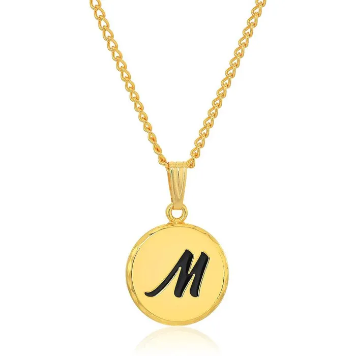 Necklaces Women Alex And Ani Letter M Necklace Halos and Glories Shiny Gold