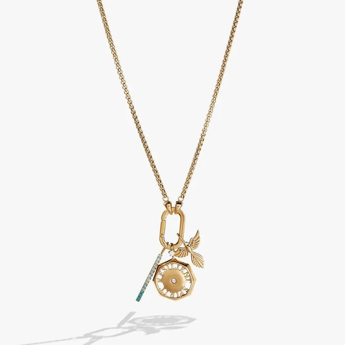 Necklaces Women Alex And Ani Resilience Trio Interchangeable Charm Necklace Stainless Steel Gold