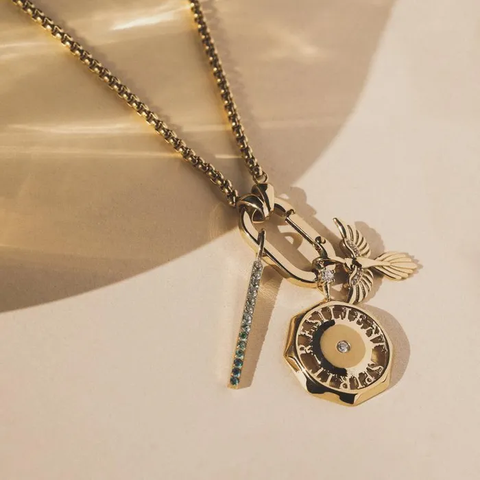 Necklaces Women Alex And Ani Resilience Trio Interchangeable Charm Necklace Stainless Steel Gold